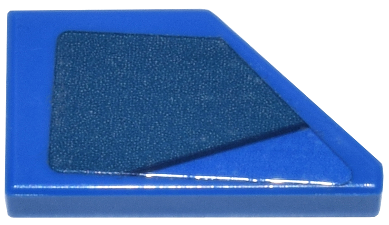 Lego Tile, Modified 1 x 2 Wedge Left with Dark Blue Panel Pattern (Sticker) - Set 77249 / Blue