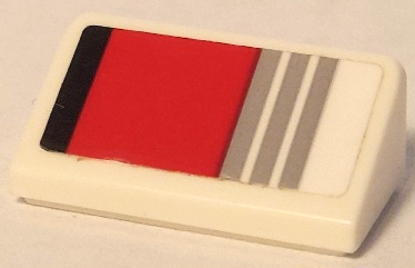 Lego Slope 30 1 x 2 x 2/3 with Black and Light Bluish Gray Lines and Red Stripe Pattern Model Right Side (Sticker) - Set 75888