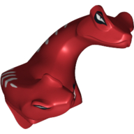 Lego Minifig Head Special, Two-Headed Snake with White Scales Print / Red