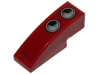 Lego Slope, Curved 3 x 1 with Black Circles Pattern Model Right Side (Sticker) - Set 75099 / Dark Red