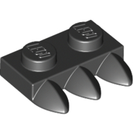 Lego Plate Special 1 x 2 with Three Teeth [Tri-Tooth] / Black