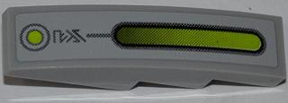 Lego Slope, Curved 4 x 1 with Lime Light Bar and Dot and Alien Characters Pattern (Sticker) - Set 7067