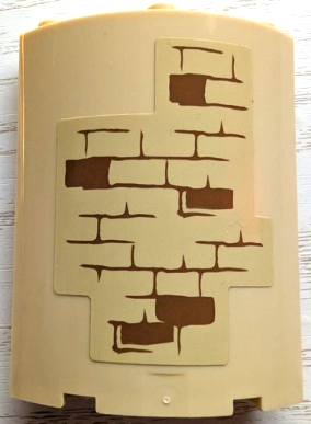 Lego Cylinder Quarter 4 x 4 x 6 with Bricks and Medium Nougat Mortar Pattern (Sticker) - Set 75969 / Tan