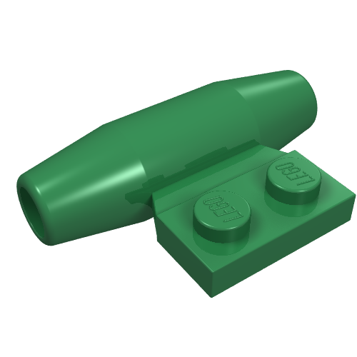 Lego Engine - Smooth, Small 1 x 2 Side Plate [With Axle Holders] / Green