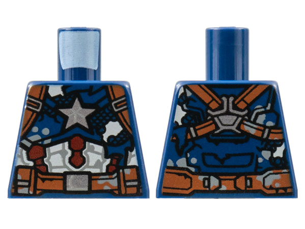 Lego Torso Tattered Captain America Armor Pattern / Dark Blue