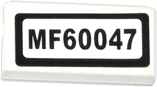 Lego Tile 1 x 2 with 'MF60047' Pattern (Sticker) - Set 60047