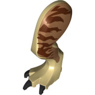 Lego Animal Body Part, Dinosaur, Tyrannosaurus Rex Leg, Left, with Pin, Dark Tan Claws and Reddish Brown Stripes on Medium Nougat Print - Left / Tan