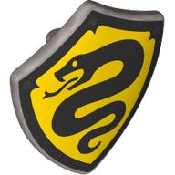 Lego Shield Triangular with Spiked Top with Black Border, Snake on Yellow Field Print
