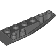 Lego Brick Wedged, Curved Inverted 6 x 2 Right / Dark Bluish Gray