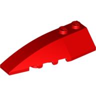 Lego Brick Wedged, Curved 6 x 2 Left, Inner Ridges / Red