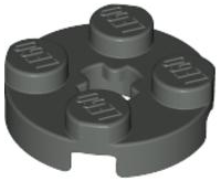 Lego Plate, Round 2 x 2 with Axle Hole / Dark Gray