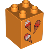 Lego Duplo Brick 2 x 2 x 2 with 3 Ice Cream Cones Print
