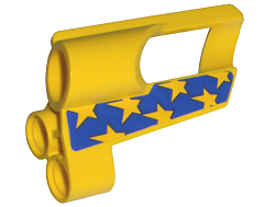 Lego Technic, Panel Fairing # 5 Small Short, Large Hole, Side A with Stars on Blue Background Pattern (Sticker) - Set 8651 / Yellow