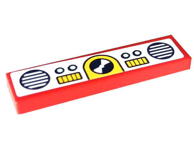 Lego Tile 1 x 4 with CD Player, Buttons, and Speakers on White Background Pattern (Sticker) - Set 41703