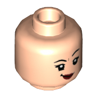 Lego Minifig Head Nymphadora Tonks, Eyelashes, Smirk with Red Lips / Duck Bill Print / Light Nougat