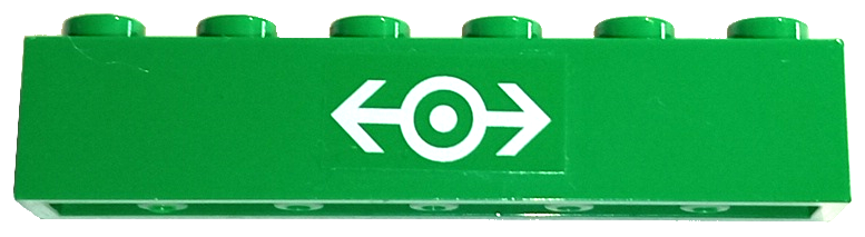 Lego Brick 1 x 6 with White Train Logo Pattern (Sticker) - Sets 4511 / 10157 / 10158 / Green