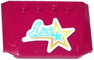 Lego Wedge 4 x 6 x 2/3 Triple Curved with 'Livi' and Gold and Medium Azure Star Pattern (Sticker) - Set 41106