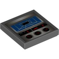 Lego Tile 2 x 2 with Alpha Team Arctic Blue Rectangle Grid Display Print / Dark Bluish Gray