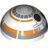 Lego Dome Hemisphere 4 x 4 with BB-8 Droid Pattern