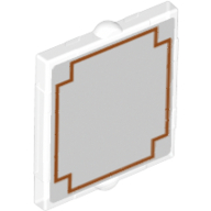 Lego Glass for Window 1 x 2 x 2 with Translucent White Background and Red Frame Print