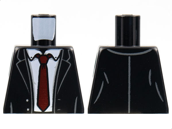 Lego Torso Suit Jacket, White Shirt, Dark Red Tie Pattern / Black