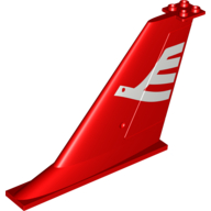 Lego Tail 14 x 2 x 8 with White Airline Bird Print / Red