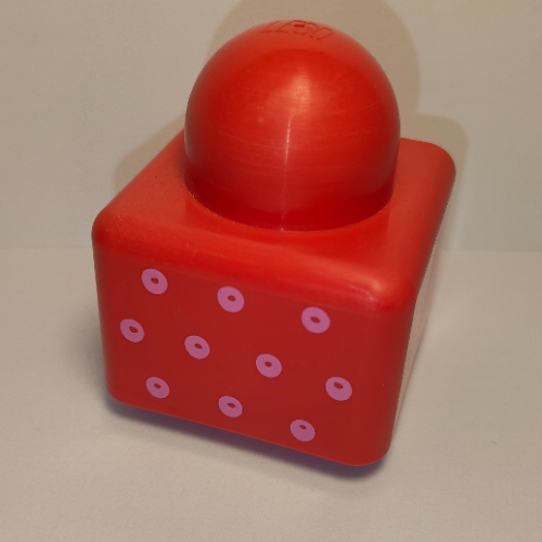 Lego Primo Brick 1 x 1 with Pink Circles Print / Red