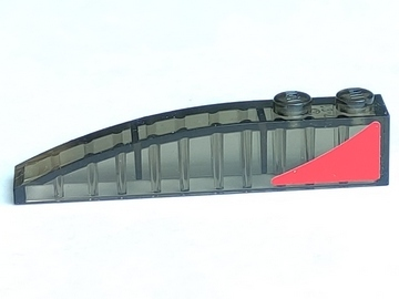 Lego Slope, Curved 6 x 1 with 2 Studs with Red Triangle Pattern Model Left Side (Sticker) - Set 8156 / Trans-Brown