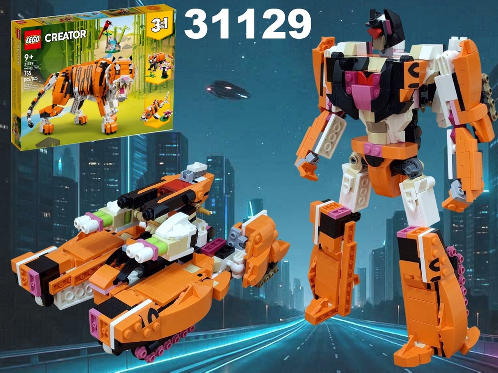 Lego Transformer Futuristic Tank using LEGO Creator 31129: Majestic Tiger