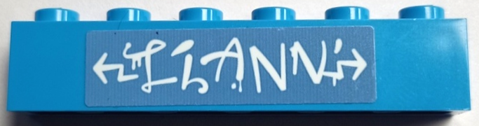 Lego Brick 1 x 6 with White 'LiANN' and Arrows Pattern (Sticker) - Set 41739