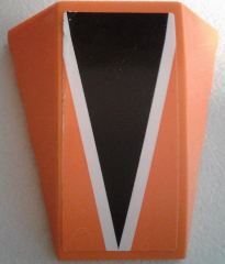 Lego Wedge 4 x 4 Triple Curved No Studs with Black Triangle with White Outline on Orange Background Pattern (Sticker) - Set 7962