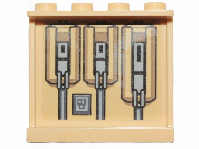 Lego Panel 1 x 4 x 3 with Side Supports - Hollow Studs with SW The Razor Crest Mechanical Elements Pattern (Sticker) - Set 75292