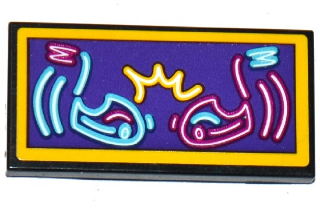 Lego Tile 2 x 4 with Bumper Cars Neon Sign Pattern (Sticker) - Set 41133