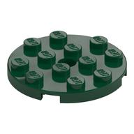 Lego Plate Round 4 x 4 with Pin Hole / Dark Green