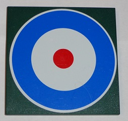 Lego Tile 6 x 6 with Bottom Tubes, Textured Surface with Blue Circle and Red Dot (British Roundel) Pattern (Sticker) - Set 10226
