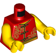 Lego Torso Tunic with Gold Clasps and Sash Belt, with Ornate Gold Decorations Print, Yellow Arms and Hands