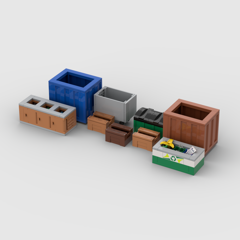 Lego Dumpsters and Recycle Bins