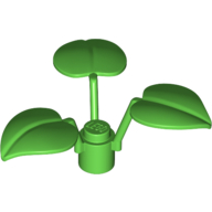 Lego Plant, 1 x 1 x 2/3 - 3 Large Leaves / Bright Green