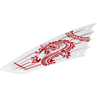 Lego Sail, Scalloped, with Red Dragon Print / White