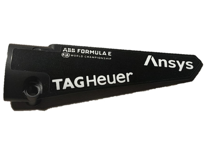 Lego Technic, Panel Fairing # 6 Long Smooth, Side B with White 'TAG Heuer', 'FIA WORLD CHAMPIONSHIP', Ansys, ABB and FORMULA E Logos Pattern (Sticker) - Set 42137