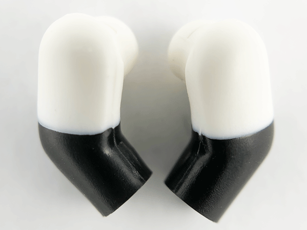 Lego Arm, (Matching Left and Right) Pair with Molded White Short Sleeves  Pattern / Black