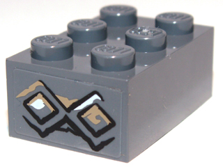 Lego Brick 2 x 3 with Diamond Bricks with White Highlights on Both Diamonds Pattern on End (Sticker) - Set 9473