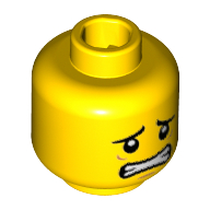 Lego Minifig Head Shark Suit Guy, Eyebrows, White Pupils, Smile with Teeth / Scared Print / Yellow