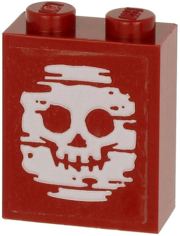 Lego Brick 1 x 2 x 2 with Inside Stud Holder with Blurry White Skull on Transparent Background Pattern (Sticker) - Set 60266