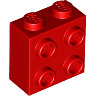Lego Brick Special 1 x 2 x 1 2/3 with 4 Studs on 1 Side / Red