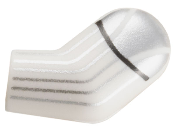 Lego Arm, Left with Silver Armor, Stripes and Black Line Pattern / White