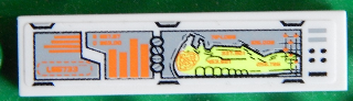 Lego Tile 1 x 4 with Controls and Mars Mission Alien X-Ray Pattern (Sticker) - Set 7645