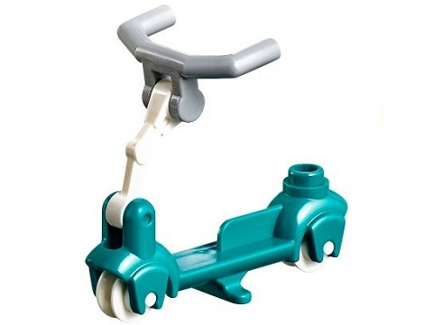Lego Kick Scooter with White Wheels, White Steering Link, and Light Bluish Gray Angular Handlebars (36273 / 3464 / 30377 / 98397)