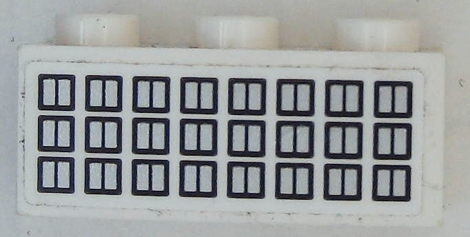 Lego Brick 1 x 3 with 24 Silver Windows with Dark Blue Outlines Pattern (Sticker) - Sets 40227 / 40318