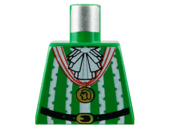 Lego Torso Pirate Imperial Armada Ruffles, White Stripes Gold Medal Pattern / Green